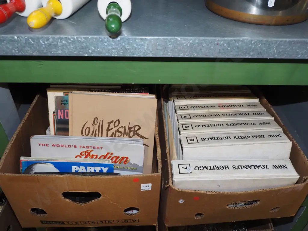 2x boxes of magazines, books, NZ Heritage magazines in folders Image 1++