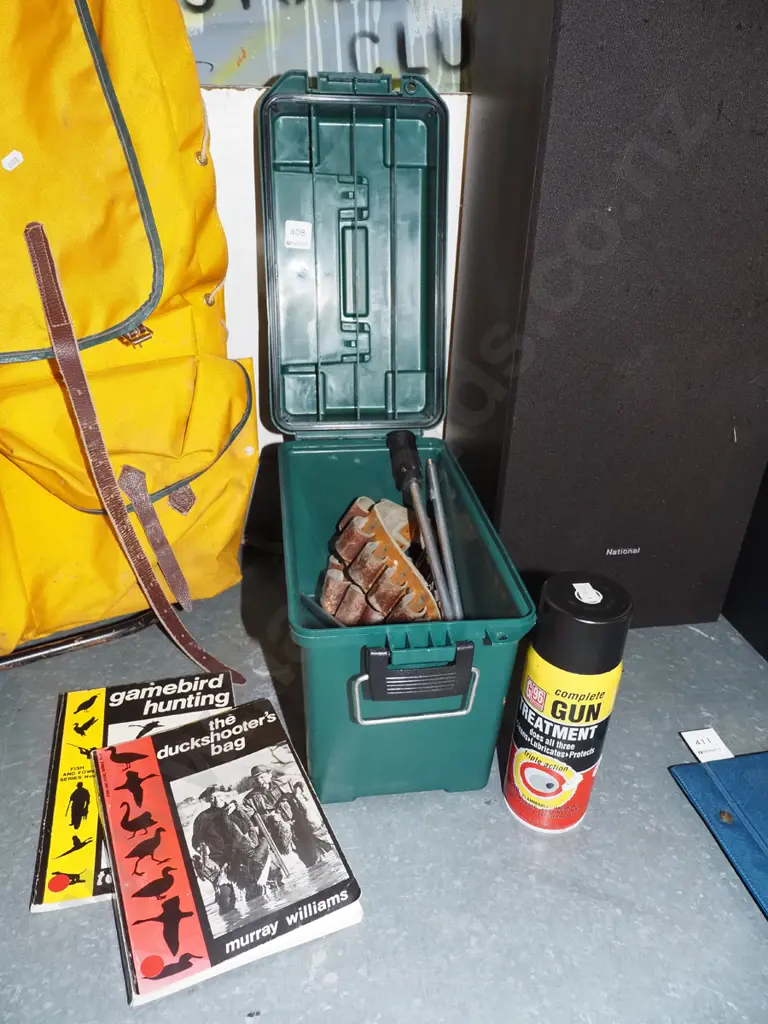 hunting and fishing container; ammunition belt, gun oil etc Image 1++