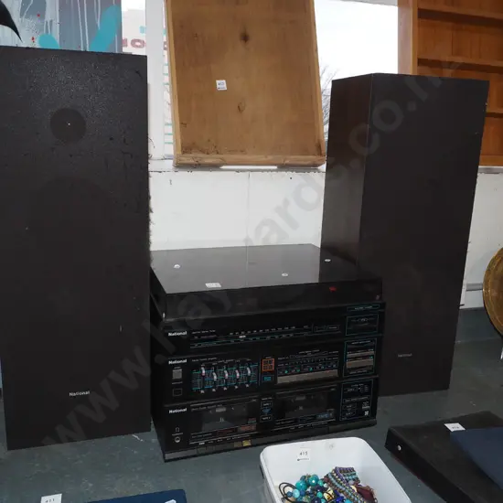 National stereo system, turntable, tuner, twin cassette