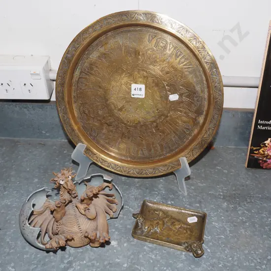 brass ashtray, copper tray, pottery hatching dragon Tray Diam310