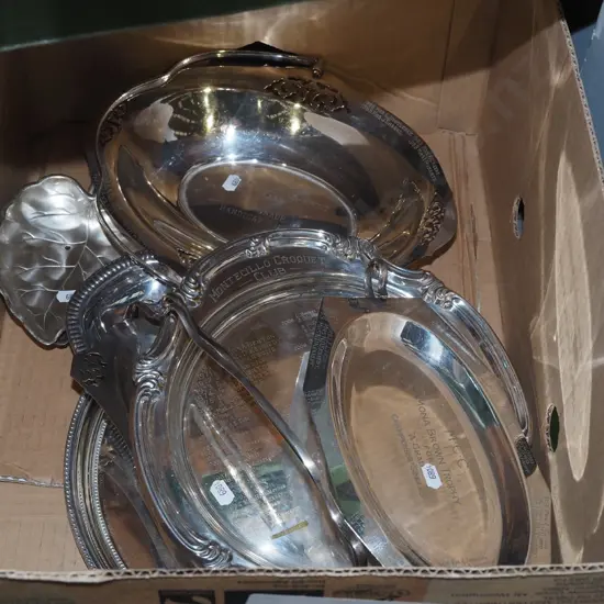 box; presentation plated trays and bowls