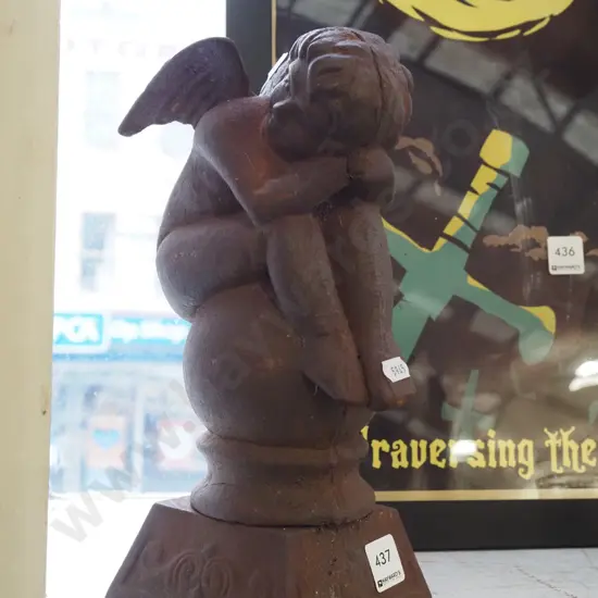cast iron cherub figurine H300