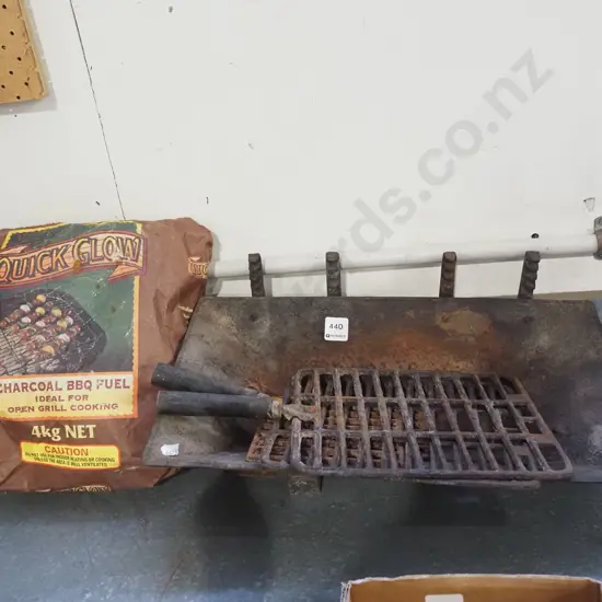 metal portable bbq, bag of charcoal