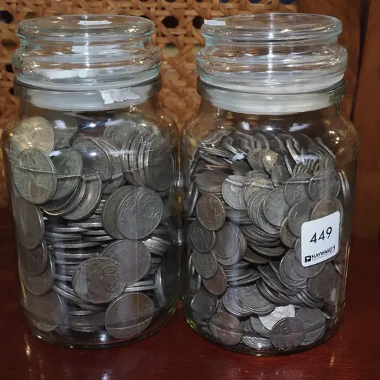 2x jars of coins
