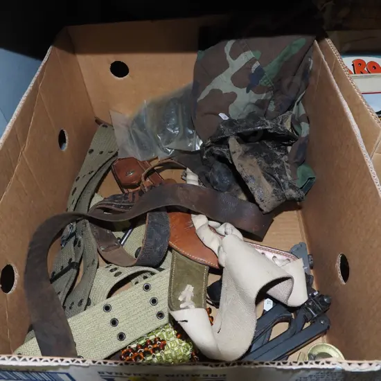 box; belts, rifle supports etc