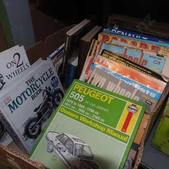 car manuals, motoring magazines etc