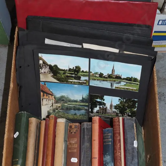 box; books, postcards
