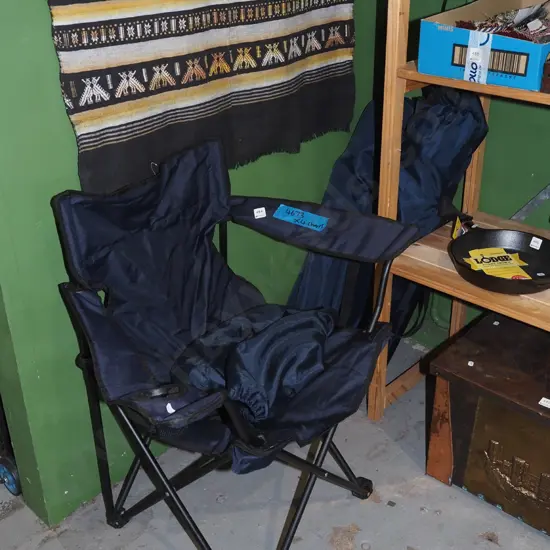 4x blue foldaway camping chairs