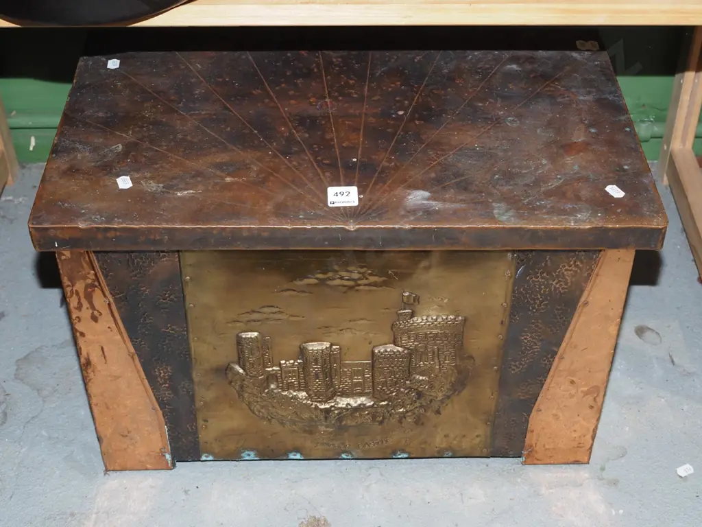 beaten copper wood box Image 1++