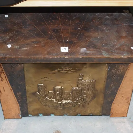 beaten copper wood box