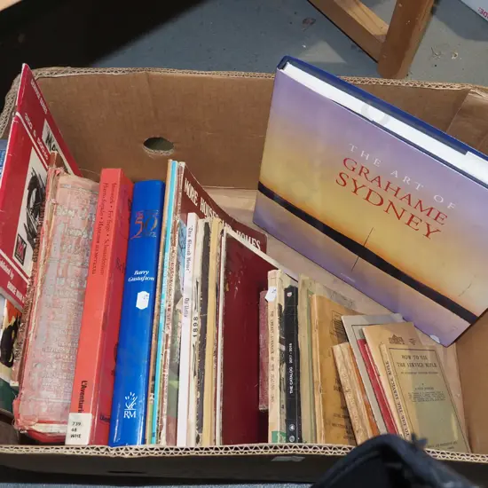 box; various books