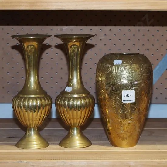 3x brass vases H230