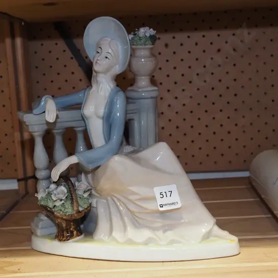 Lladro-style figurine, no maker's marks - seated female