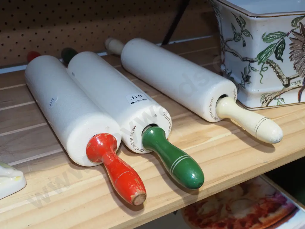 3x vintage ceramic rolling pins Image 1++