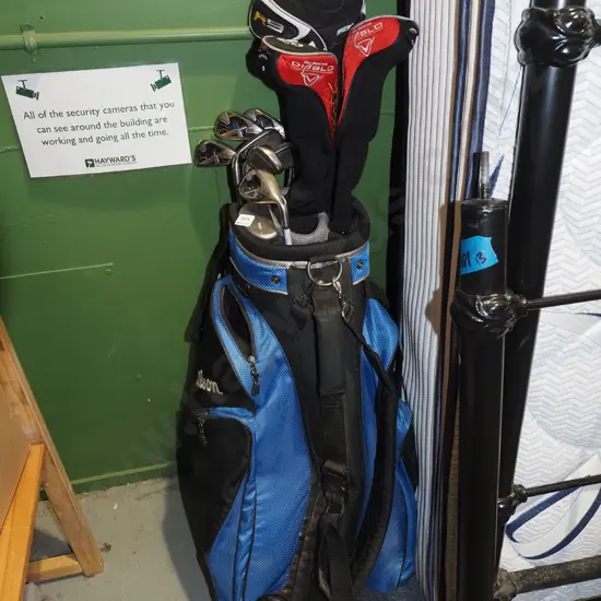 golf clubs and bag