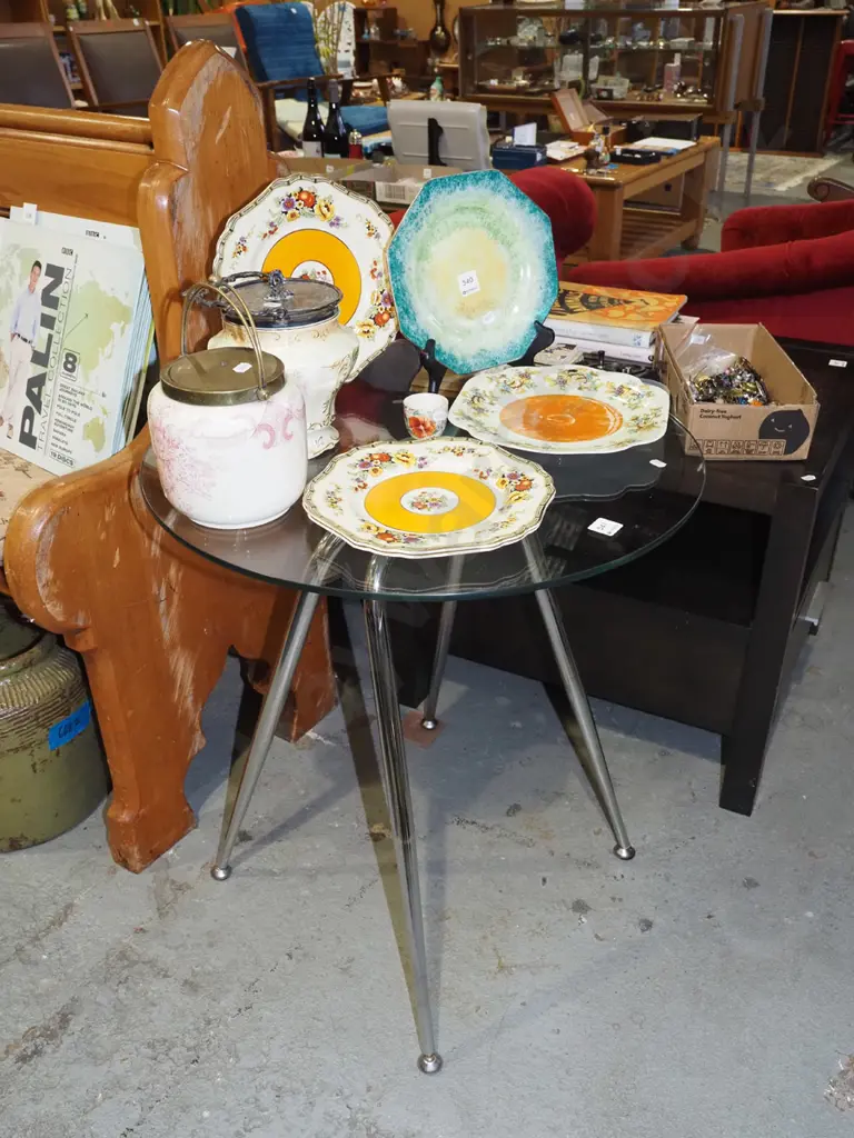 chrome based glass top lamp table H650 Diam590 Image 1++
