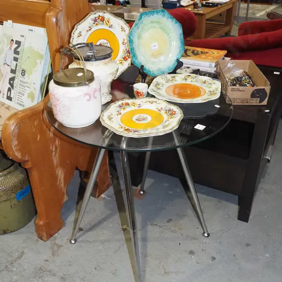 chrome based glass top lamp table H650 Diam590
