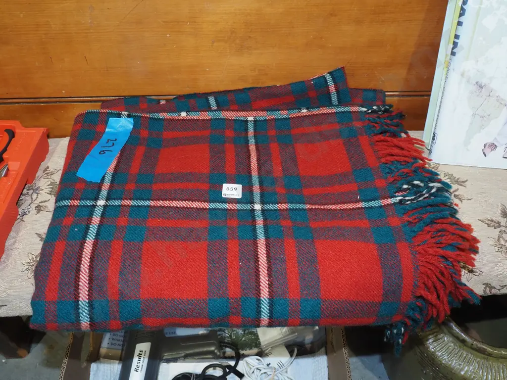 checked woollen travel blanket Image 1++