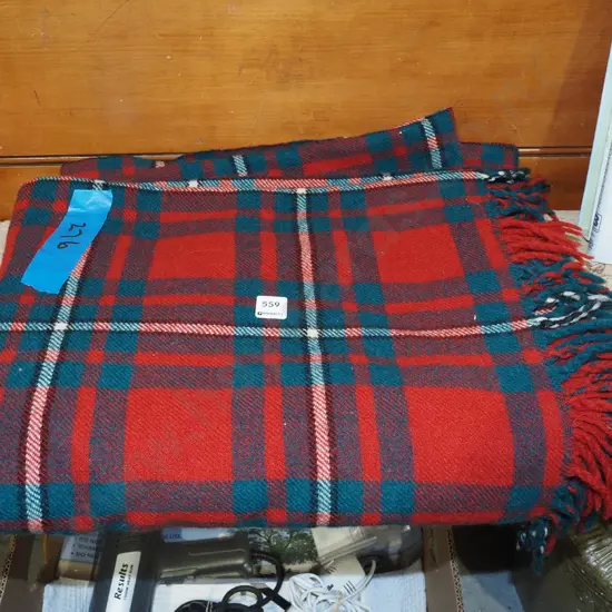 checked woollen travel blanket