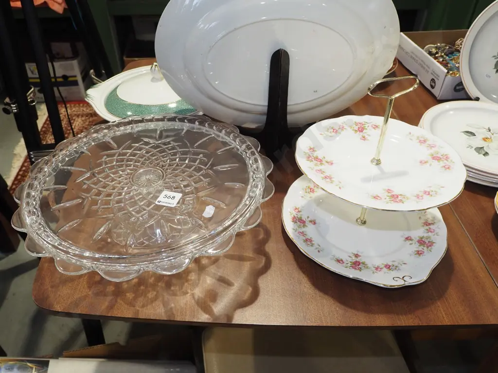 glass cake stand, 2 tier cake plate Image 1++