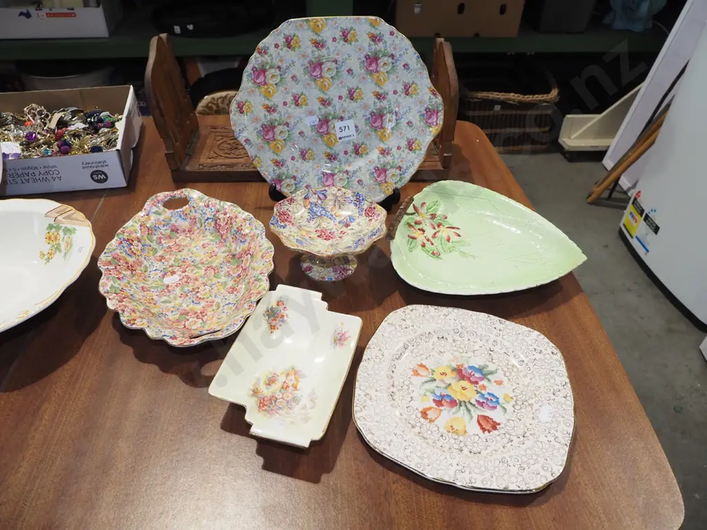 all over floral bowl, plate, comport,Carlton  leaf dish etc Image 1++