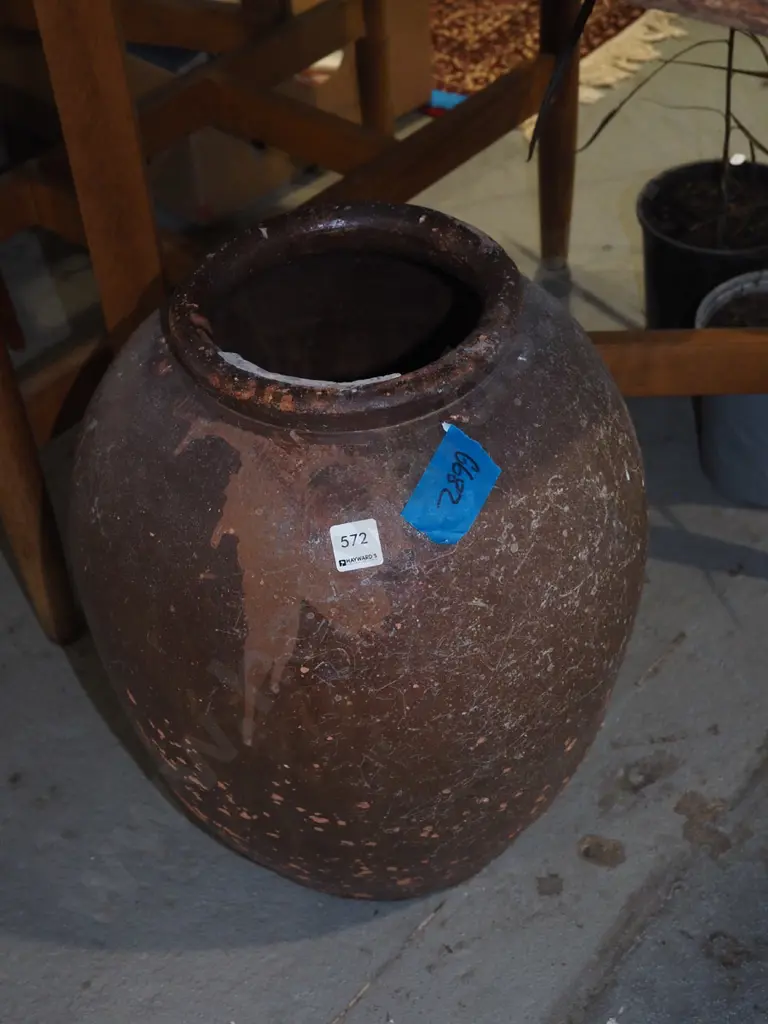 terrracotta wide mouth Chinese storage crock H460 Image 1++