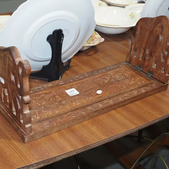 carved elephant themed small adjustable bookcase