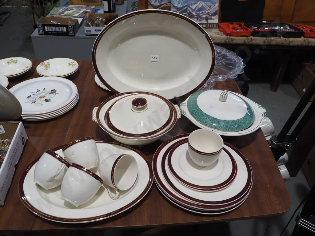 Meakin cream, gold and burgundy dinner items, Meakin Florida vege Image 1++