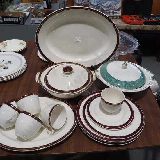 Meakin cream, gold and burgundy dinner items, Meakin Florida vege