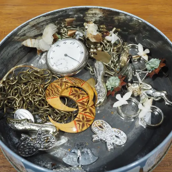 tub; fob watch and costume jewellery