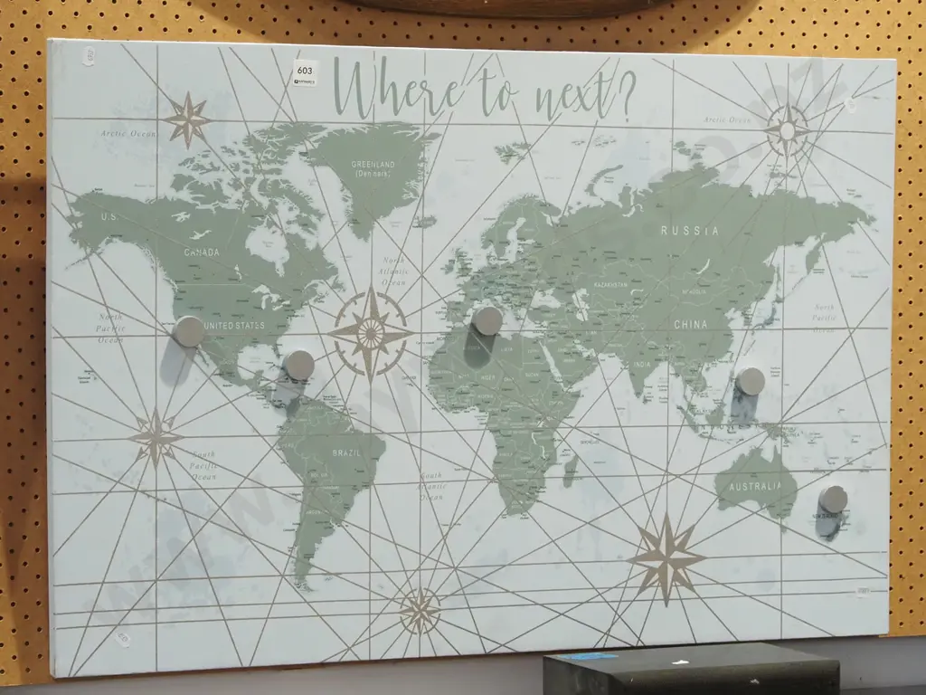box; print on canvas,where to next map with magnets Image 1++
