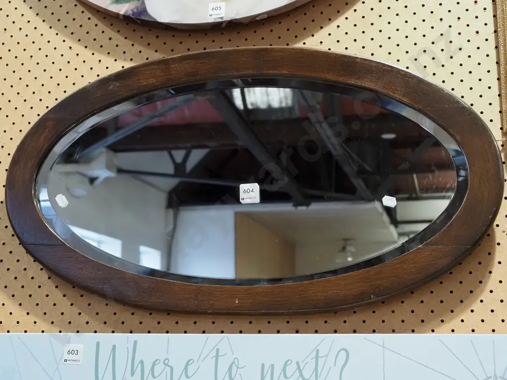 bevelled edge oval wall mirror W690 Image 1++
