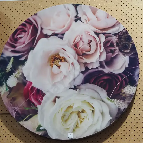 circular floral print on boxed canvas Diam700