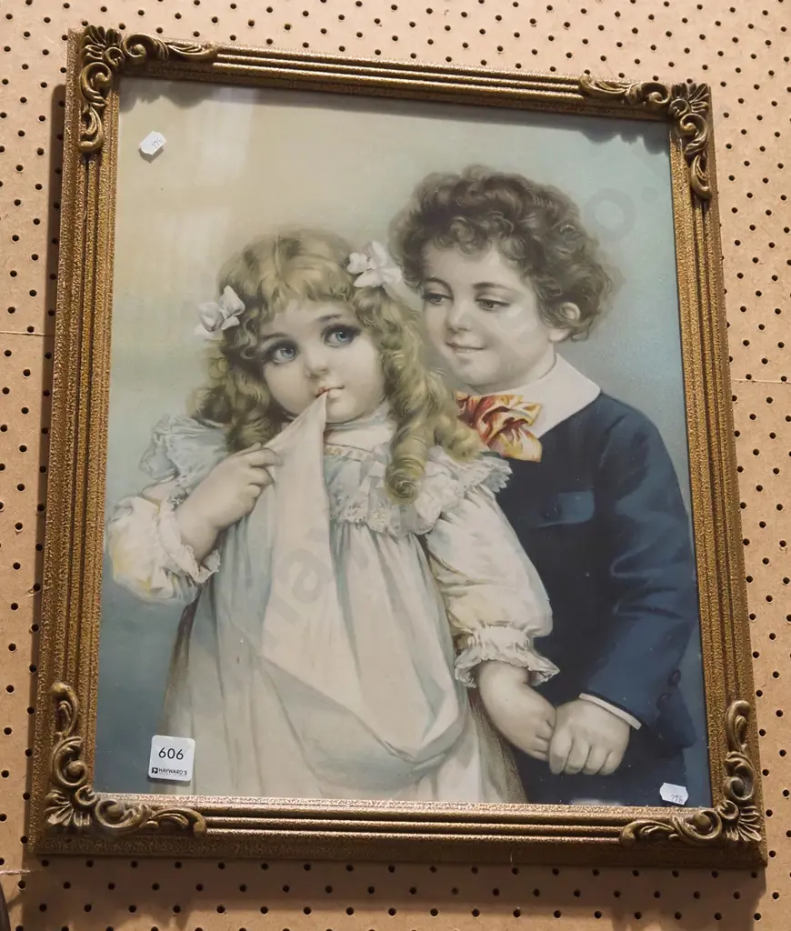 gilt framed print - boy and girl Image 1++