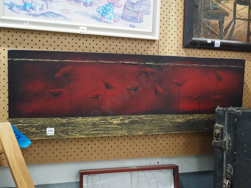 mixed media on boxed canvas - poppies Image 1++