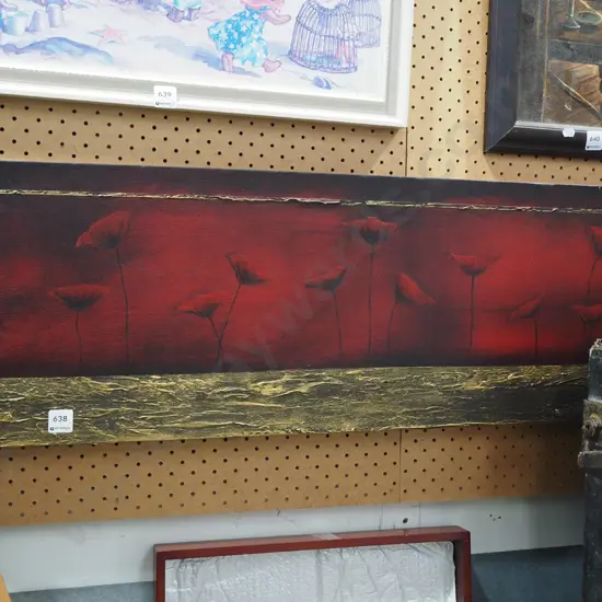 mixed media on boxed canvas - poppies