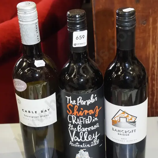 3x Cable Bay sauvignon blanc, Australian shiraz, Bancroft cabernet merlot 2017