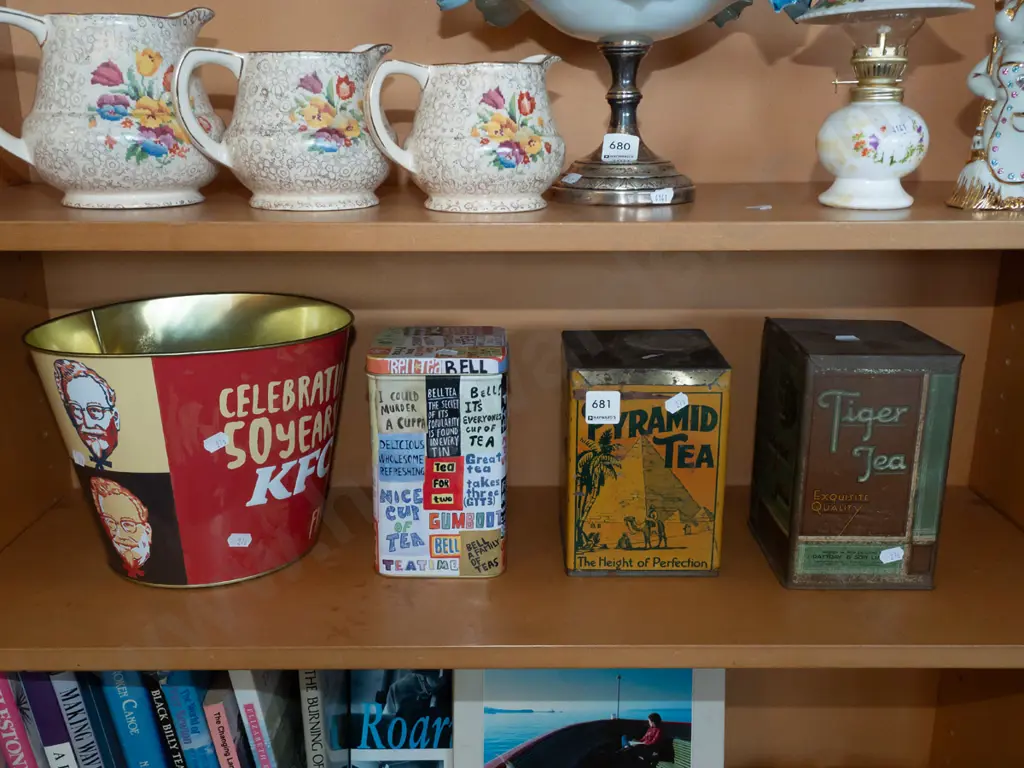 Dick Frizzell KFC bucket, 3 other tins Image 1++