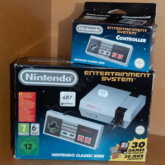 boxed Nintendo Classic mini with additional boxed controller