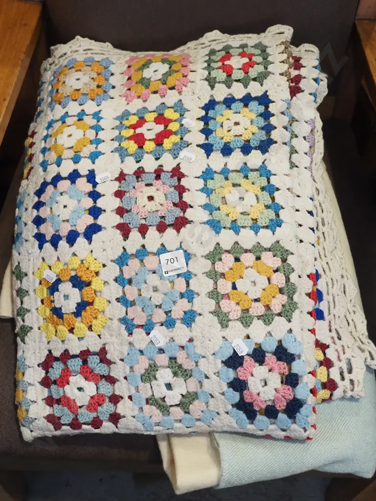 crochet woollen blanket and 1 other blanket Image 1++