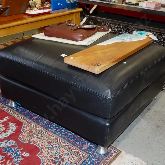 leather upholstered ottoman H400 W800 D800