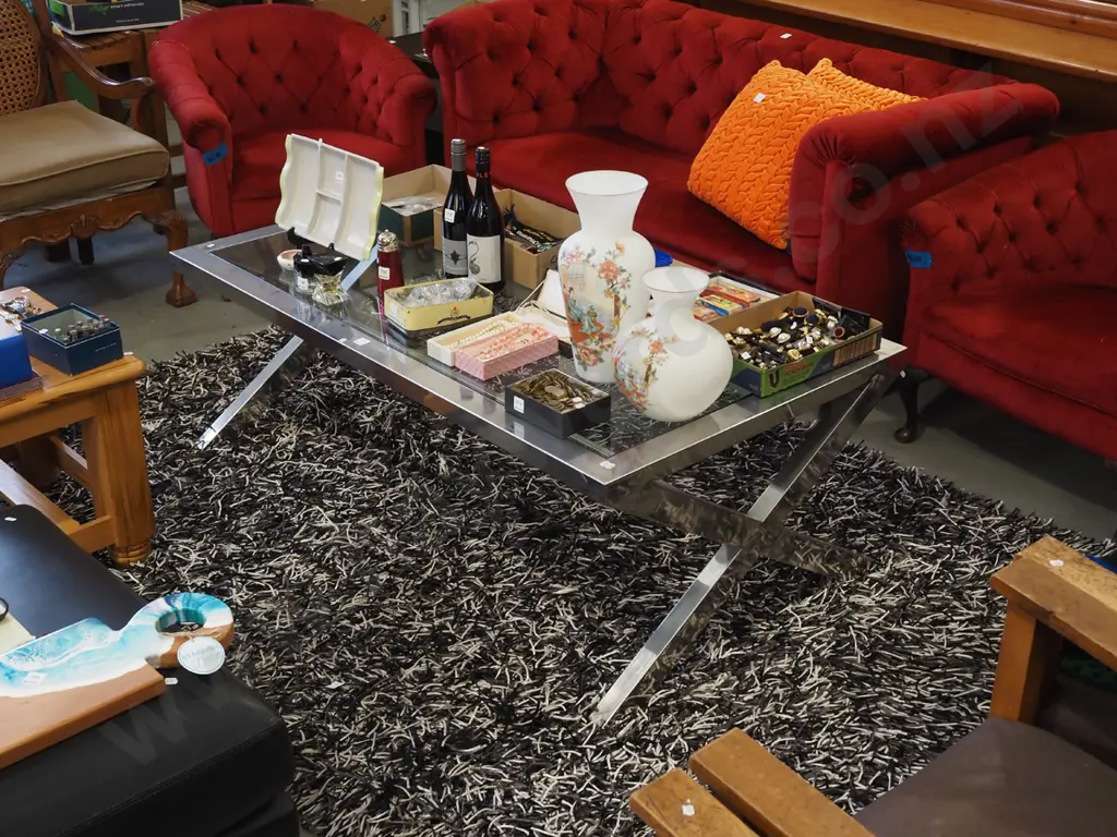 chrome and smoked glass coffee table H490 W1400 D800 Image 1++