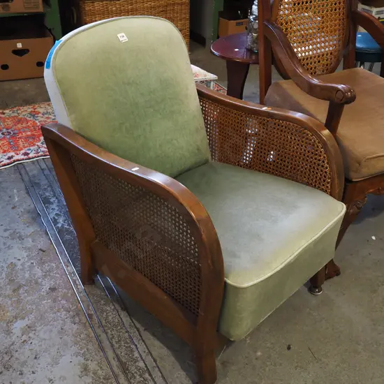 deco bergere bentwood upholstered chair