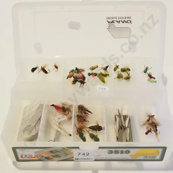 plastic organiser of fly fishing lures