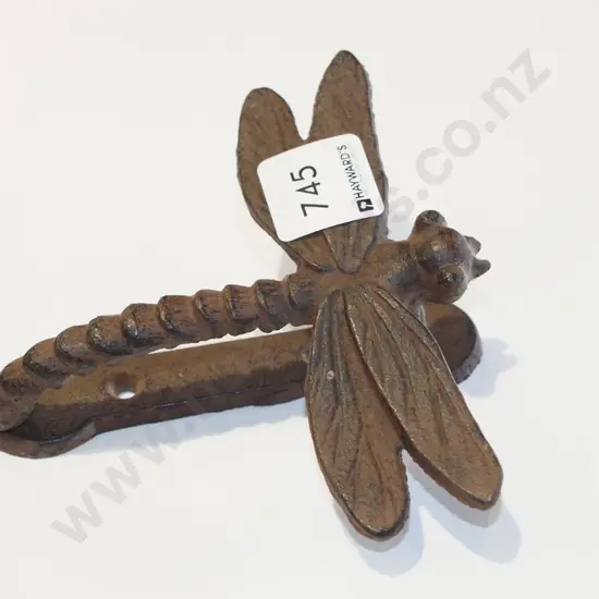 cast metal dragon fly door knocker