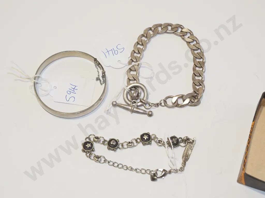 2 silver bracelets & bangle Image 1++