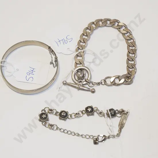 2 silver bracelets & bangle