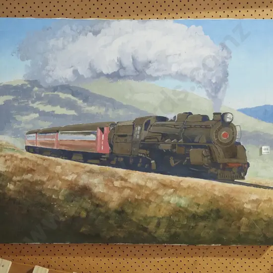 oil on boxed canvas - steam train