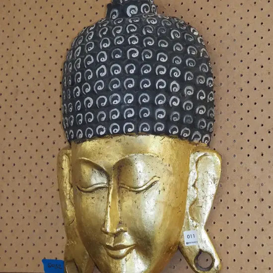 carved wooden wall hanging buddha head L520
