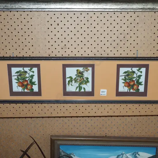 framed triptych - birds on branches